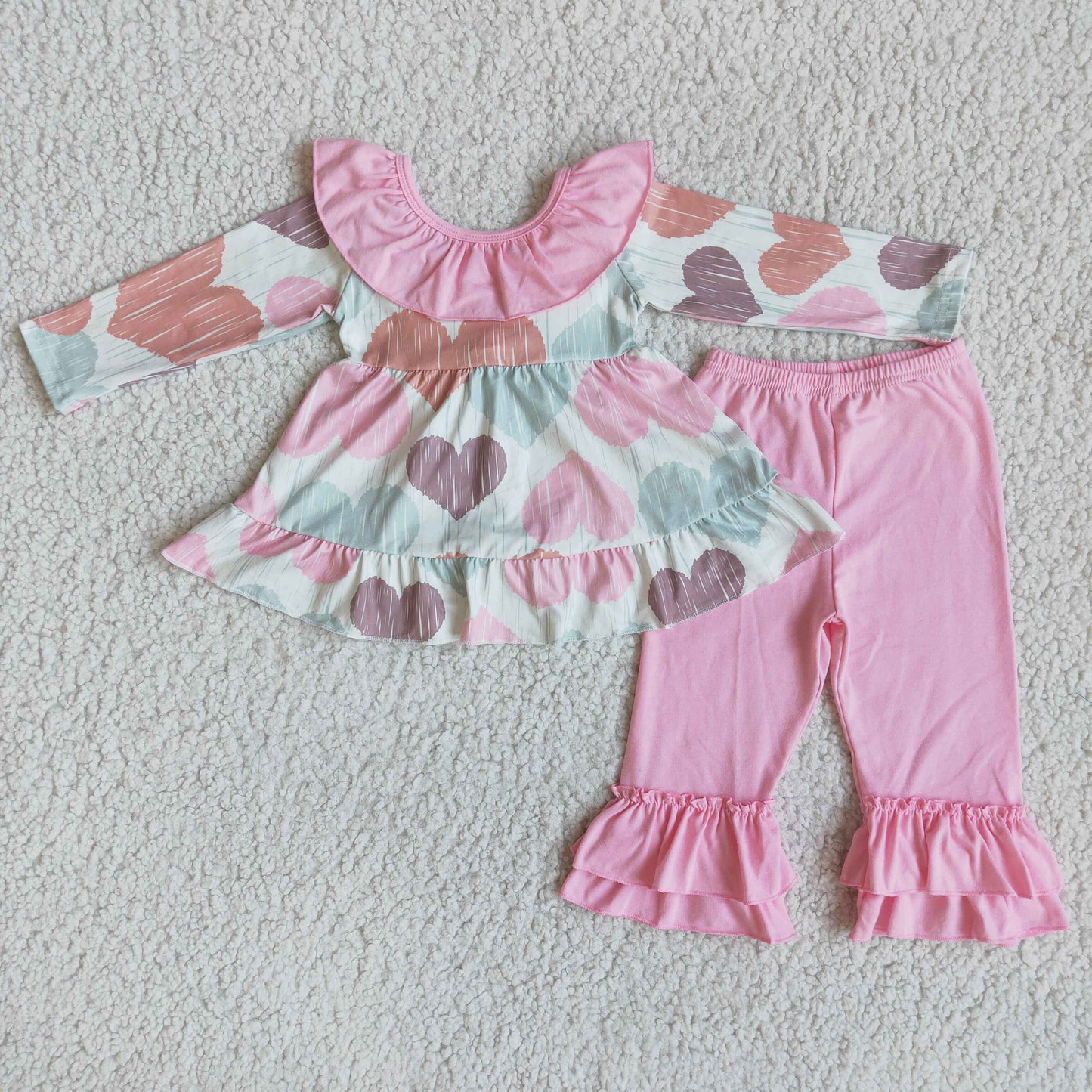 valentine girl pink lace long sleeve pant outfit