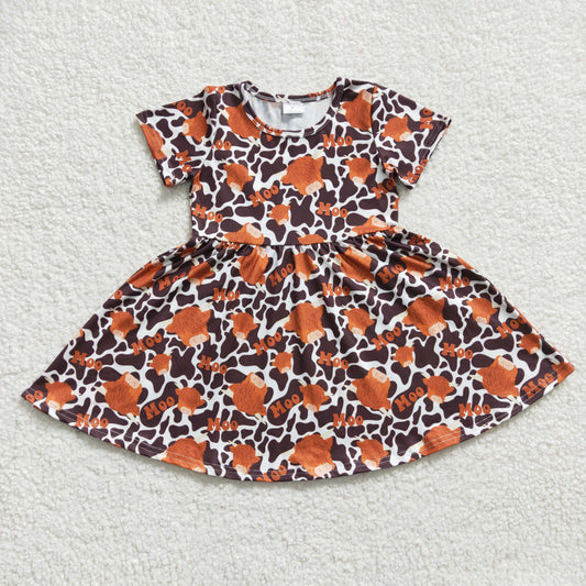 promotion GSD0237 cow short sleeves girl dress 202407 RTS
