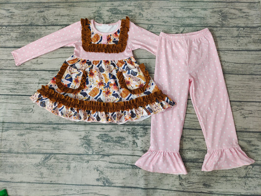 preorder 0917 pink sunflower long sleeve girl outfit