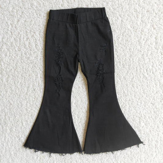 C8-2 black elastic waist bell bottom denim pants RTS 1124