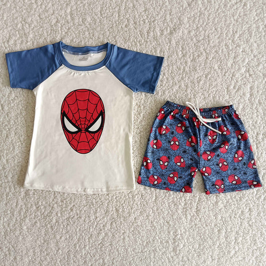 Marvel spider-man hero top blue short pants set