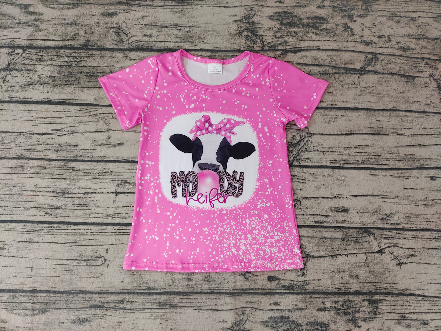 BT0 preorder western moody cow bow short sleeve girl tee t-shirt top 20230111