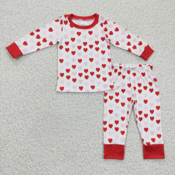 GLP0360 Red Love long sleeve boy girl pajamas 1228 RTS