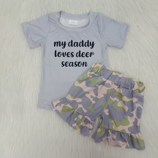 Daddy loves deer season camo short sleeve shorts