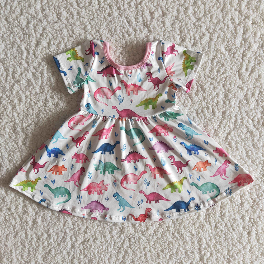 Aa-10 cartoon dinosaur colorful tunic short sleeve dress 20230615 RTS