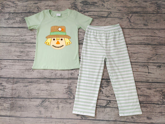 preorder GREEN short sleeve scarecrow flower bell bottom pants boy outfit 0912