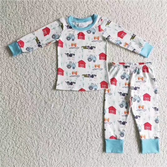 promotion BLP0103 cow farm long sleeve boy pajamas outfit 20230622 RTS