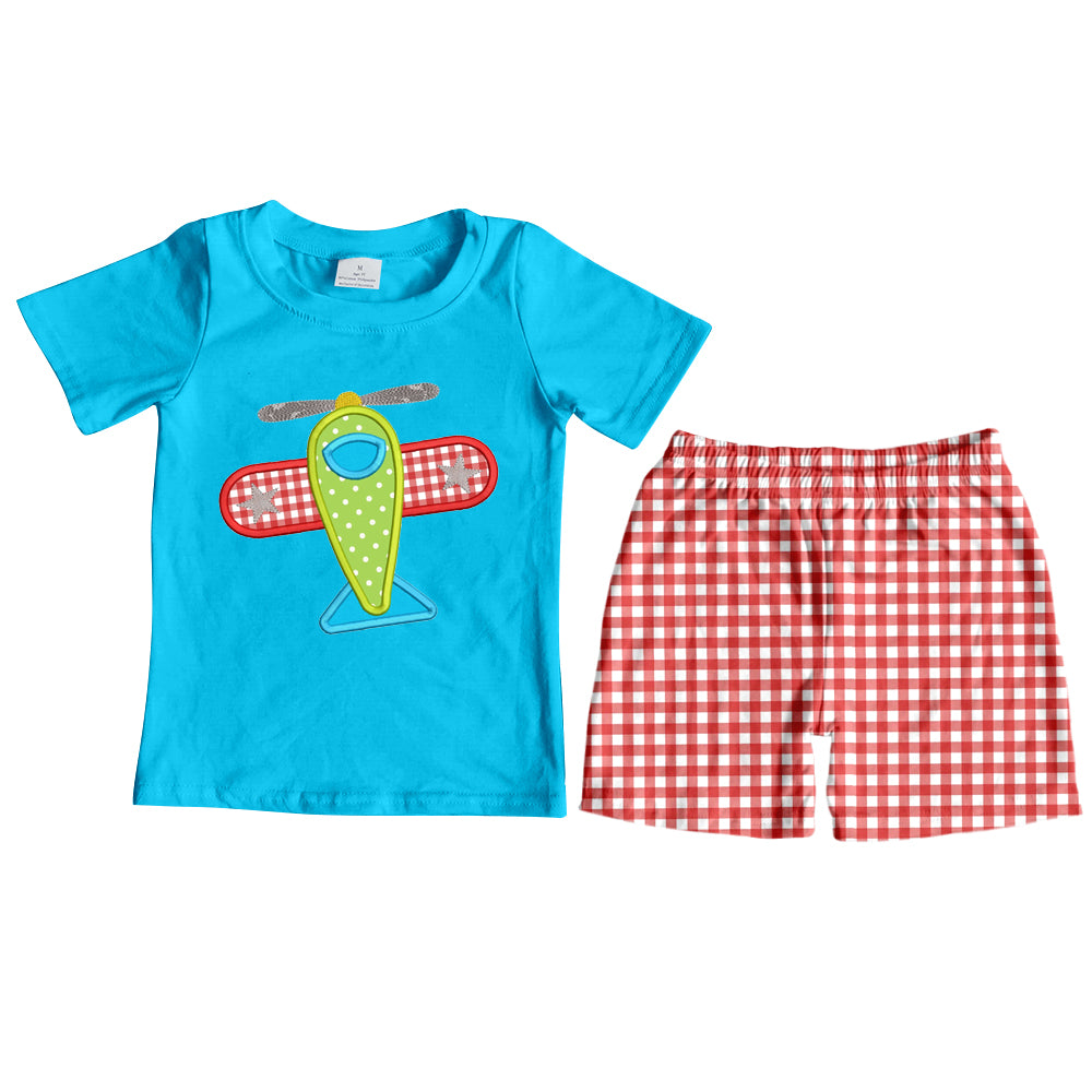 preorder BSSO0101 short sleeve Plane summer set boy outfit 1029