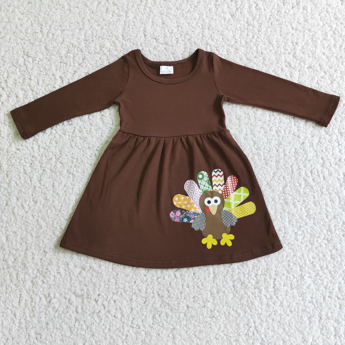 Thanksgiving turkey gel print long sleeve dress