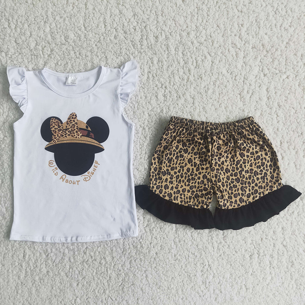 promotion A13-10 Mini mouse puffy top leopard ruffles short pants set