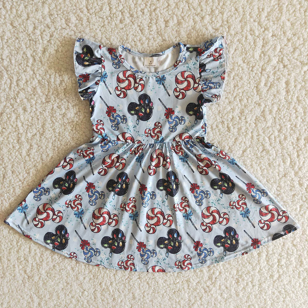 promotion cartoon mouse blue puffy short sleeve dress