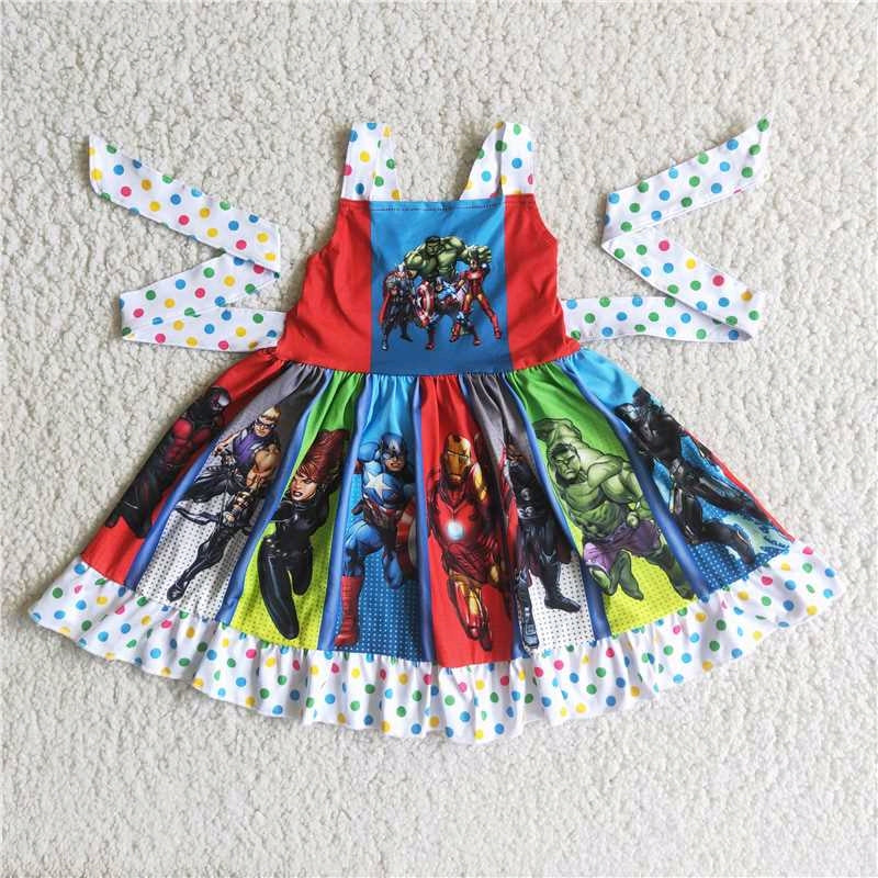 colorful dot patchwork sleeveless girl dress