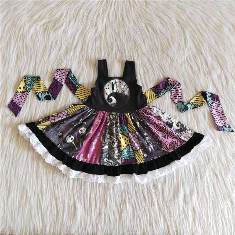 halloween black patchwork belt sleeveless dress