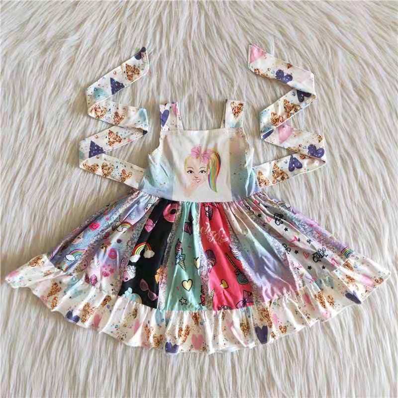 promotion C9-15 cartoon girl dot belt patchwork belt sleeveless dress