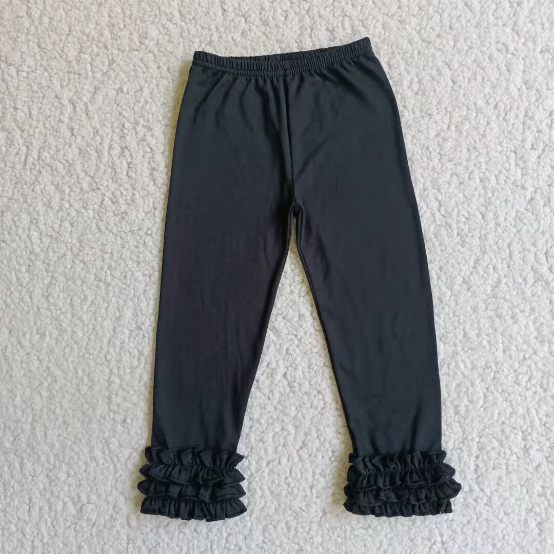 black ruffles long pants