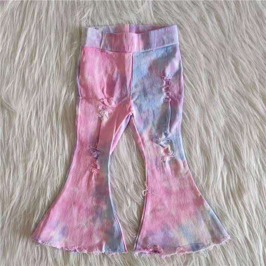 pink purple bell bottom denim pants