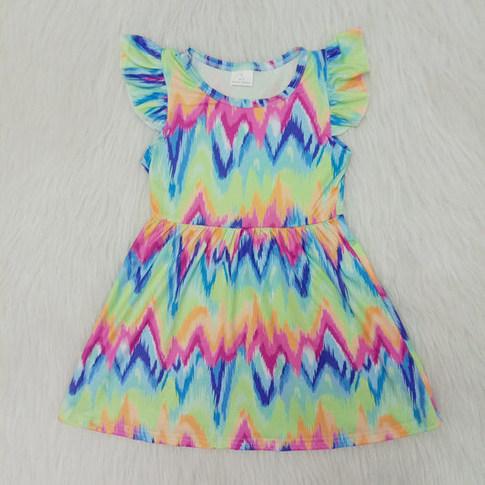 Tie dye colorful pattern puffy sleeveless dress