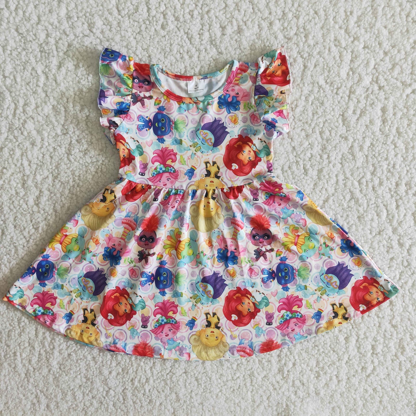 colorful cartoon puffy sleeveless dress