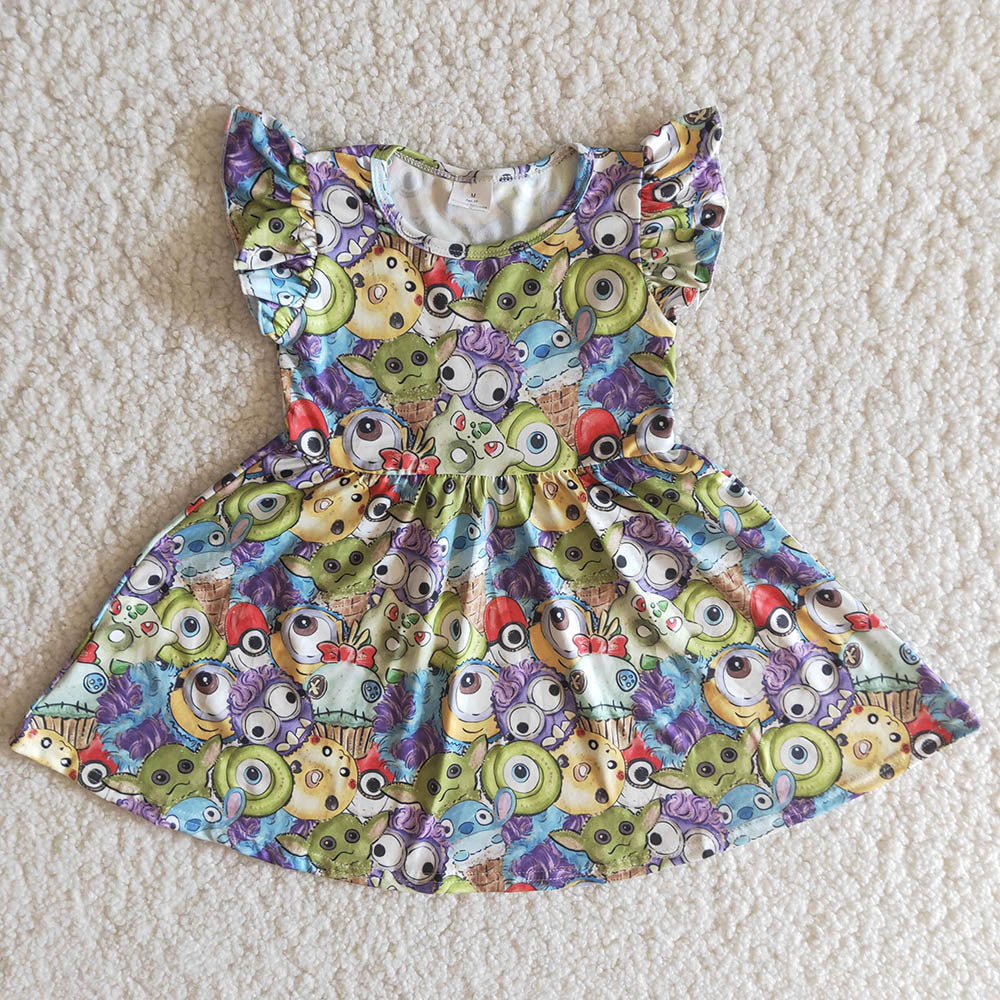 colorful cartoon puffy sleeveless dress